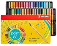 STABILO FINE POINT 88 SADA 50 FARIEB KOVOVÁ KRABIČKA