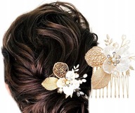 Malý zlatý hrebeň na svadobnú kvetinovú ozdobu do vlasov