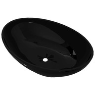 vidaXL Luxusné keramické umývadlo Oval Black 40 x 33 cm vidaXL Luxusné keramické umývadlo Oval Black 40 x 33 cm