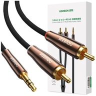 Uzelený kábel audio kábel 3,5 mm mini jack (samec) - 2RCA (samec) 2m medený Uzelený kábel audio kábel 3,5 mm mini jack (samec) - 2RCA (samec) 2m medený