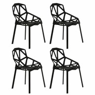 Súprava moderných čiernych stoličiek do obývačky, 4 ks