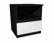 Čierny nočný stolík, biela predná zásuvka 40x40cm
