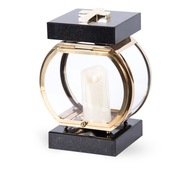Hybridný náhrobný lampáš, zlatý, nerez + žula