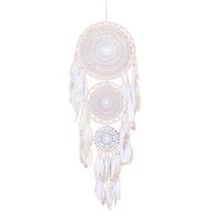 VEĽKÝ LAPAČ SNOV - BIELE VINTAGE BOHO PERIE 110CM VEĽKÝ LAPAČ SNOV - BIELE VINTAGE BOHO PERIE 110CM