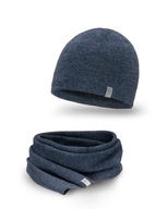 Pánsky set HAT+SCARW tmavomodrá melange PAMAMI PL
