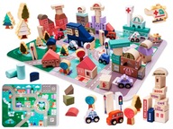 Drevené kocky vzdelávacie mestské puzzle 135 dielikov. Drevené kocky vzdelávacie mestské puzzle 135 dielikov.
