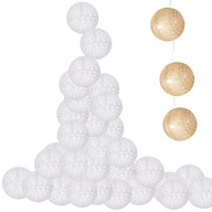 BAVLNENÉ GULIČKY 30LED 6cm GARLANDA BATÉRIOVÉ LAMPY BAVLNENÉ GULIČKY 30LED 6cm GARLANDA BATÉRIOVÉ LAMPY