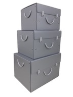 Úložné boxy Set B - strieborno-šedá