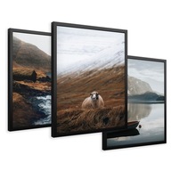SET Zarámované obrazy plagáty hory Škandinávsky boho triptych 43x99