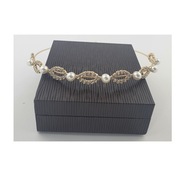 Svadobná čelenka Tiara Gold s kamienkami a perlami