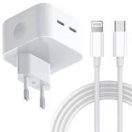 Rýchla nabíjačka pre iPhone, dvojitá USB-C kocka 35W, Lightning kábel Rýchla nabíjačka pre iPhone, dvojitá USB-C kocka 35W, Lightning kábel