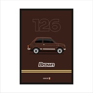 Nástenná maľba Fiat 126p HNEDÁ štvorčatá