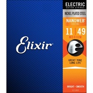 Elixir 12102 Nikel NANOWEB Coating struny pre elektrickú gitaru 11-49 Elixir 12102 Nikel NANOWEB Coating struny pre elektrickú gitaru 11-49