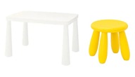 IKEA MAMMUT Biely stôl + žltá detská taburetka IKEA MAMMUT Biely stôl + žltá detská taburetka