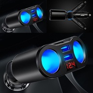 Digitálna duálna USB 2-cestná nabíjačka v čiernom štýle Digitálna duálna USB 2-cestná nabíjačka v čiernom štýle