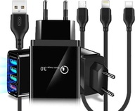 RÝCHLA SIEŤOVÁ NABÍJAČKA PRE QC TELEFÓNNY KÁBEL 3V1 4xUSB MICRO TYP C IPHONE RÝCHLA SIEŤOVÁ NABÍJAČKA PRE QC TELEFÓNNY KÁBEL 3V1 4xUSB MICRO TYP C IPHONE