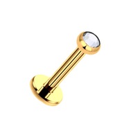 PIERCING Zlaté náušnice Labret s bielym zirkónom Lobe Helix Titanium 1,2/6/2,5 PIERCING Zlaté náušnice Labret s bielym zirkónom Lobe Helix Titanium 1,2/6/2,5