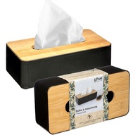 Elegantná NÁDOBA, krabička na hygienické vreckovky, veko z BAMBOO čiernej farby