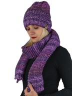 Poľská vlnená súprava čiapky a šálu MELANGE Purple Poľská vlnená súprava čiapky a šálu MELANGE Purple