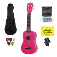 Harley Benton Pink ukulele + sada príslušenstva