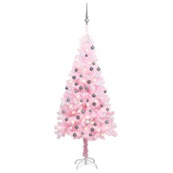 Umelý vianočný stromček s LED a čačky, ružový, 120 cm,