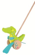 Drevená hračka na tlačenie Crocodile Susibelle