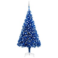 Umelý vianočný stromček s LED a čačky, modrý, 210