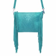 VERA PELLE semišová boho messenger taška so strapcami TYRKYSOVÁ VERA PELLE semišová boho messenger taška so strapcami TYRKYSOVÁ