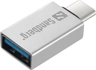 Sandberg 136-24 USB-C – strieborný USB adaptér