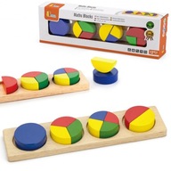 Drevené puzzle Viga Matematické bloky Zlomky 11 Montessori prvkov
