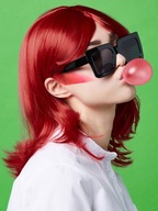 Módna červená parochňa, stredne dlhé vlasy s ofinou Módna červená parochňa, stredne dlhé vlasy s ofinou