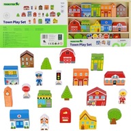 Súprava drevených mestských budov a figúrok TOOKY TOY Súprava drevených mestských budov a figúrok TOOKY TOY