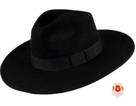 Pánsky klobúk Fedora Hammond - čierny Witleather Skoczów so širokou krempou