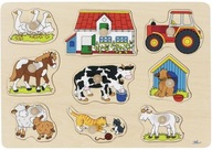 Puzzle Drevená skladačka GOKI Farm 9 dielikov Puzzle Drevená skladačka GOKI Farm 9 dielikov