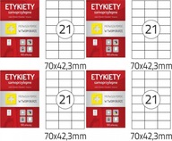 Samolepiace etikety A4 100 listov 70x42,3 mm 21ks x4 Samolepiace etikety A4 100 listov 70x42,3 mm 21ks x4