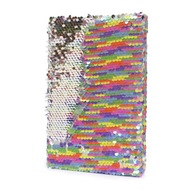 ZÁPISNÍK s flitrami Zápisník DÚHOVÝ denník 15x21cm ZÁPISNÍK s flitrami Zápisník DÚHOVÝ denník 15x21cm