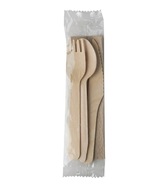 Príbor drevený nôž vidlička lyžica obrúsok 50ks