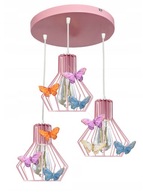 Lustrové závesné svietidlo pre dievčatá BUTTERFLY 3 BELL ružové môže byť LED Lustrové závesné svietidlo pre dievčatá BUTTERFLY 3 BELL ružové môže byť LED