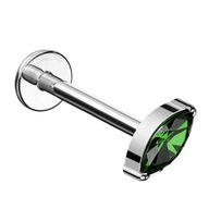 Labret s krištáľovou slzou - zelená niť 1,2/8 Labret s krištáľovou slzou - zelená niť 1,2/8