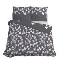 Obliečky 160x200 Satin Mikrovlákno Kvety Listy Sivá Ružová Obliečky 160x200 Satin Mikrovlákno Kvety Listy Sivá Ružová