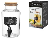 Sklenená dóza so šťavami z vodovodnej vody LEMON 2L Sklenená dóza so šťavami z vodovodnej vody LEMON 2L