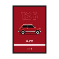 Nástenný obraz Fiat 126p RED štvorčatá