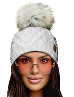TEPLÁ zimná ČIAPKA Vlnená Debora pompom a fleece TEPLÁ zimná ČIAPKA Vlnená Debora pompom a fleece