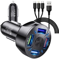 NABÍJAČKA DO AUTO 4xUSB QC 3.0 2.1A 3v1 Kábel NABÍJAČKA DO AUTO 4xUSB QC 3.0 2.1A 3v1 Kábel