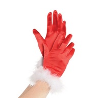 Červené mikulášske rukavice s bielou kožušinkou