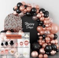 BALÓNOVÁ girlanda BALÓNKY ČIERNA ZLATÁ RUŽOVÁ Rosegold