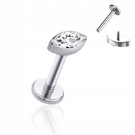 PIERCING Strieborná labretová náušnica s markízovým zirkónom TYTAN Helix Tragus 1,2/6 PIERCING Strieborná labretová náušnica s markízovým zirkónom TYTAN Helix Tragus 1,2/6