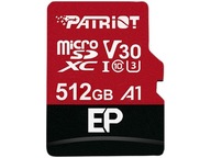 Pamäťová karta Patriot Memory EP Pro 512 GB s adaptérom; Trieda 10, trieda A1