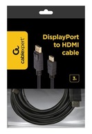 Displayport(M)->HDMI(M) kábel 3m GEMBIRD