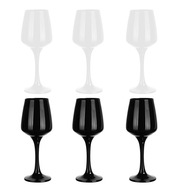 6x POHÁRE NA VÍNO 360 ml, ČIERNO-BIELE 6x POHÁRE NA VÍNO 360 ml, ČIERNO-BIELE